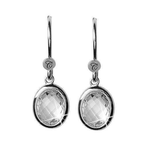 Image of Christina Collect 925 sterling sølv White Crystal Dream Elegante ørehængere med flot indfattet ovale klar krystalkvarts, model 670-S01white